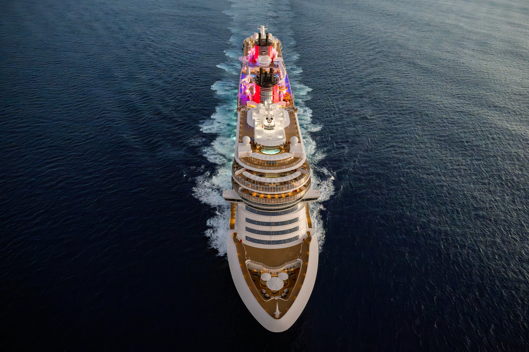 Disney Dream at sea, aerial view