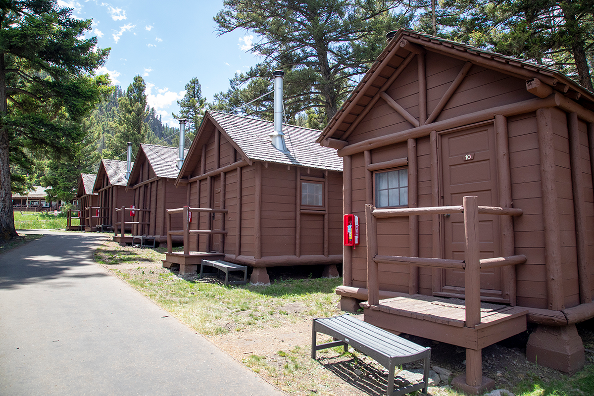 Rustic cabins at Roosevelt Lodge in Yellowstone National Park